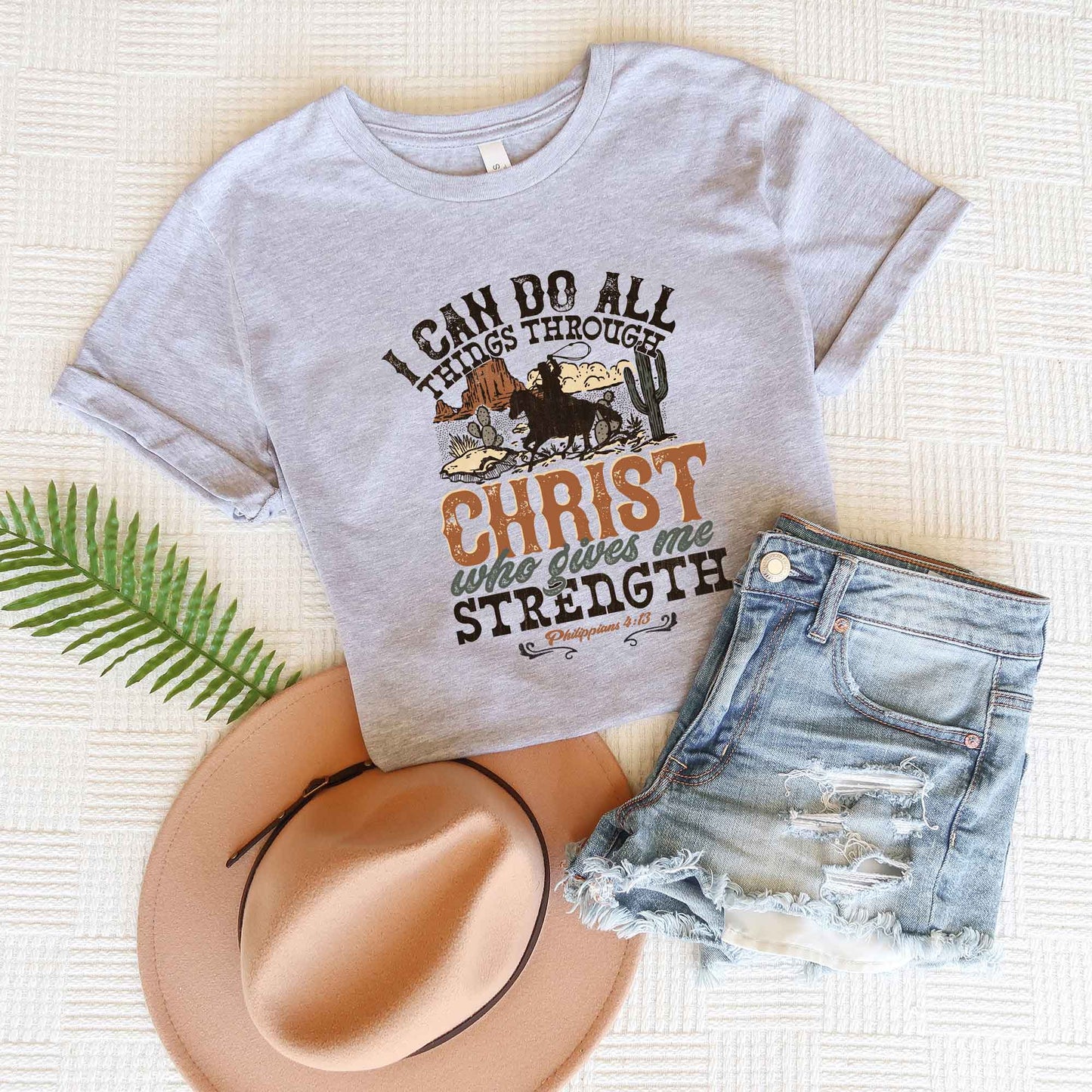 I Can Do All Things Through Christ Cowboy | Short Sleeve Crew Neck