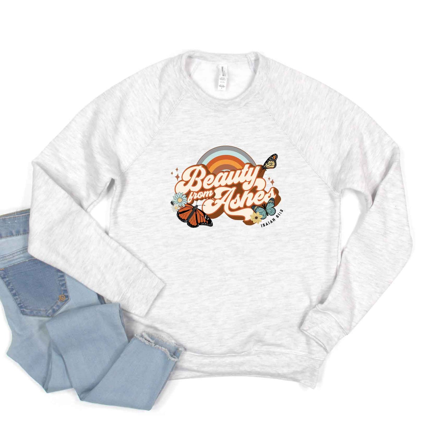 Beauty From Ashes Butterfly | Bella Canvas Premium Sweatshirt