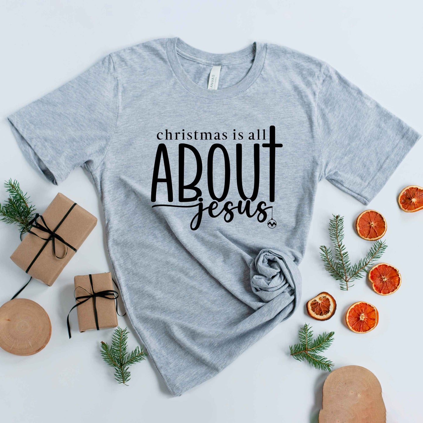 Christmas Is All About Jesus Ornament | Short Sleeve Crew Neck