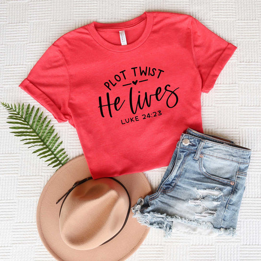 Plot Twist He Lives Heart | Short Sleeve Crew Neck