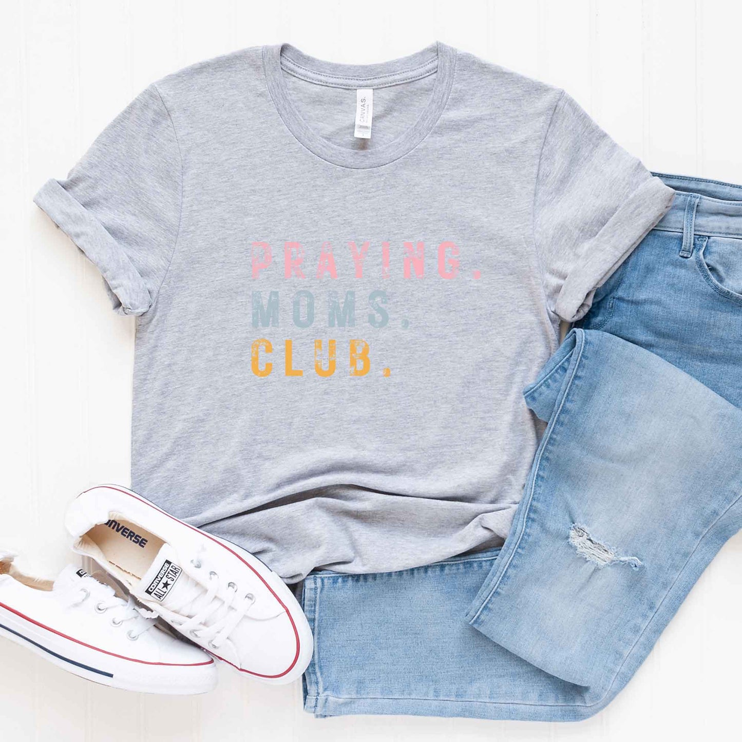 Praying Moms Club Colorful | Short Sleeve Crew Neck