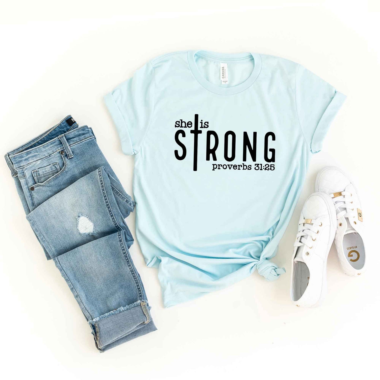 She Is Strong Cross | Short Sleeve Crew Neck