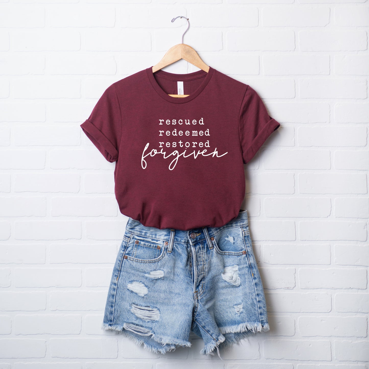 Rescued Redeemed Restored | Short Sleeve Crew Neck