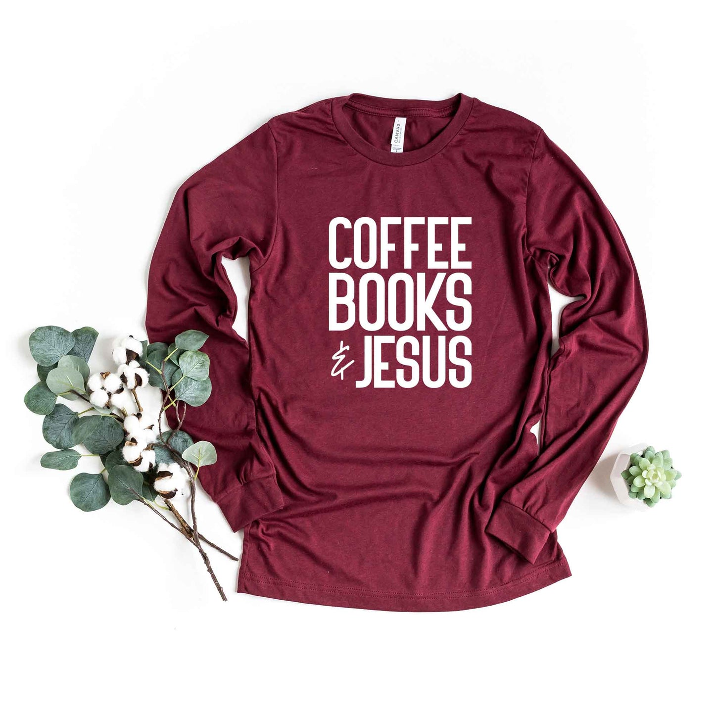 Coffee Books Jesus | Long Sleeve Crew Neck