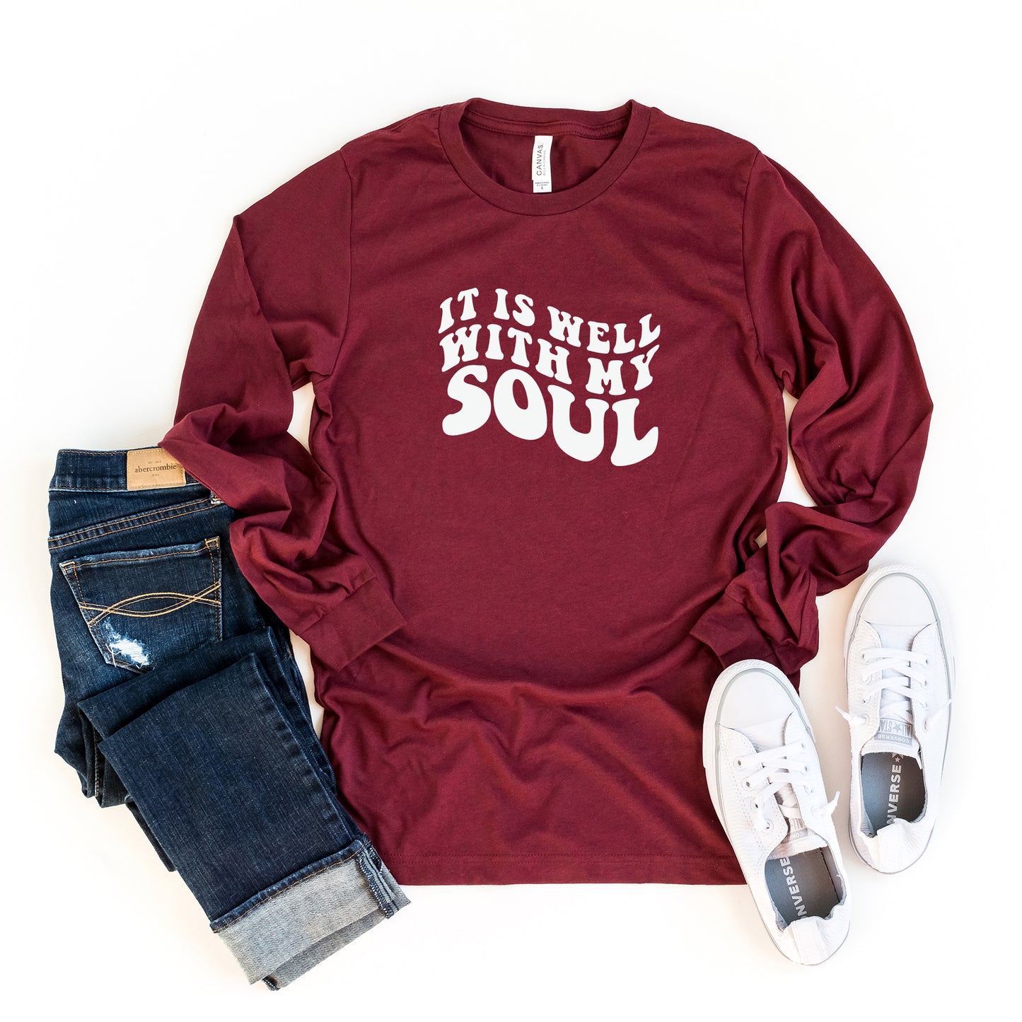 It Is Well With My Soul Wavy | Long Sleeve Crew Neck