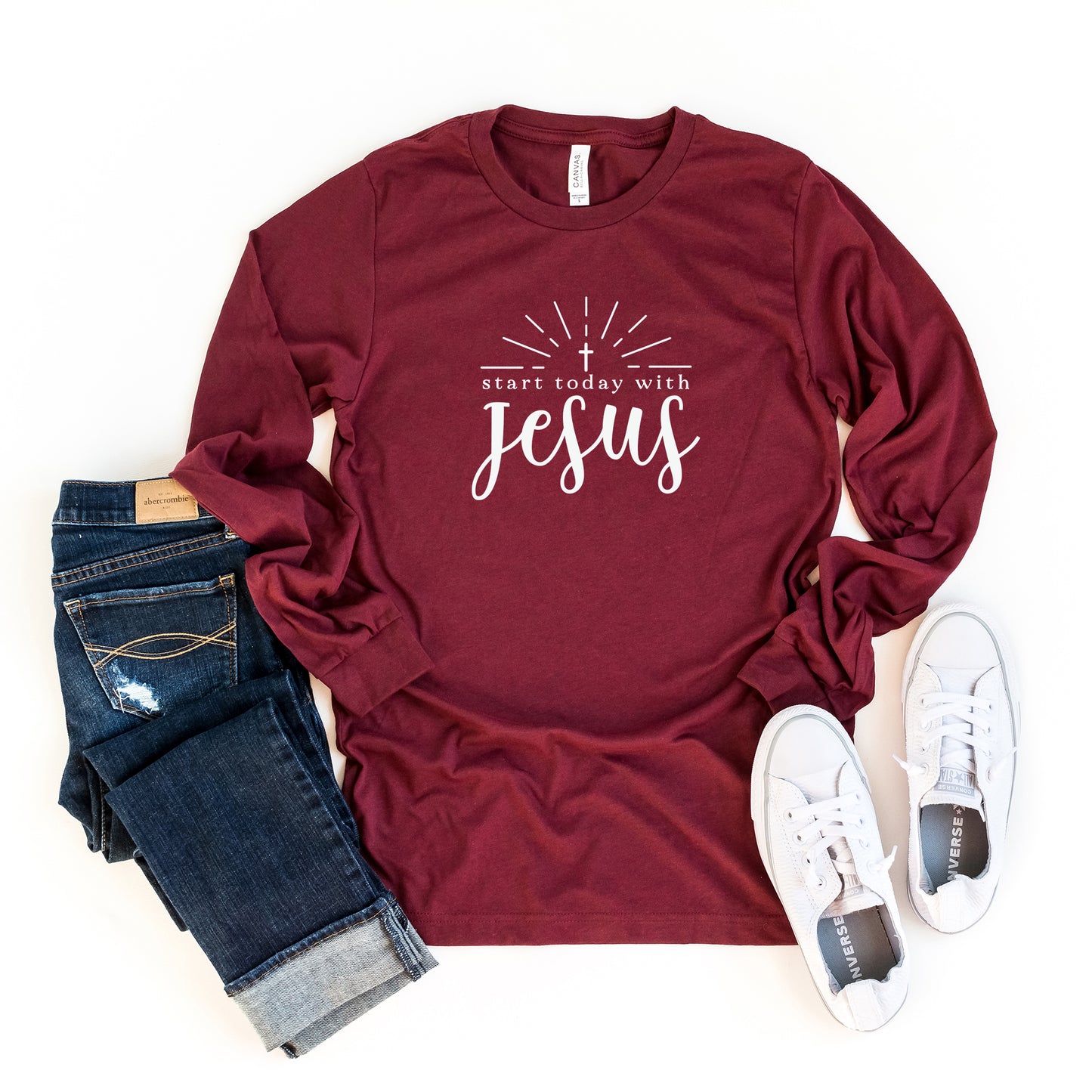 Start Today With Jesus | Long Sleeve Crew Neck