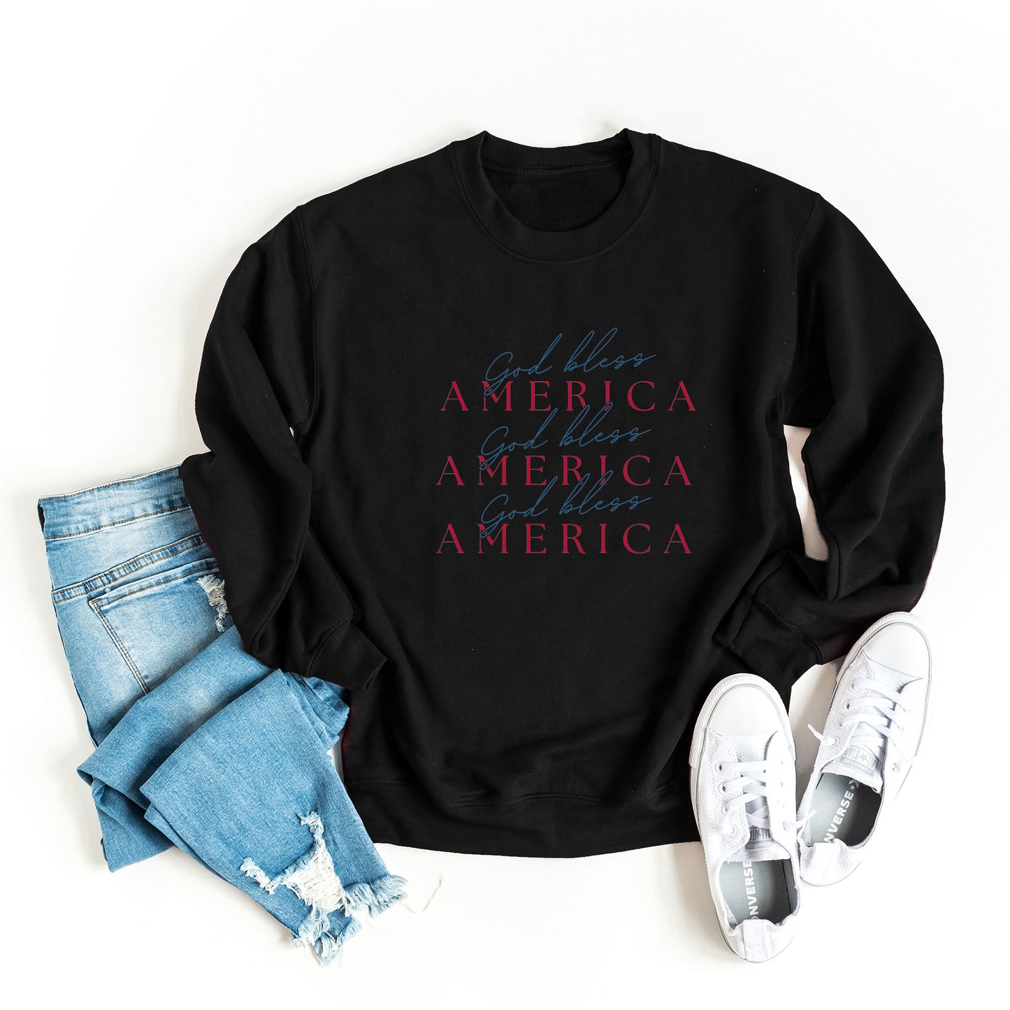 God Bless America Stacked | Sweatshirt