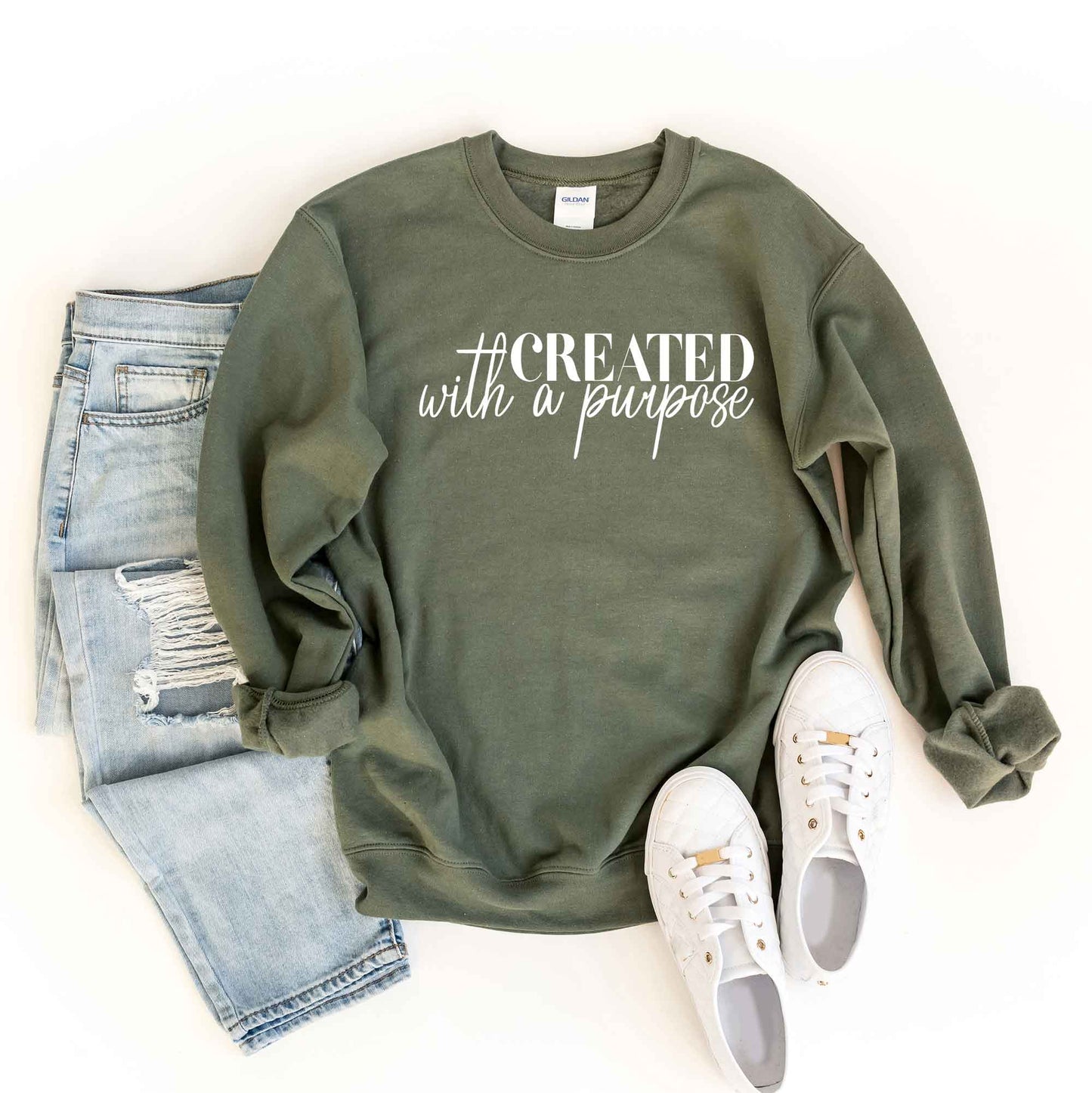 Created With Purpose Cursive | Sweatshirt