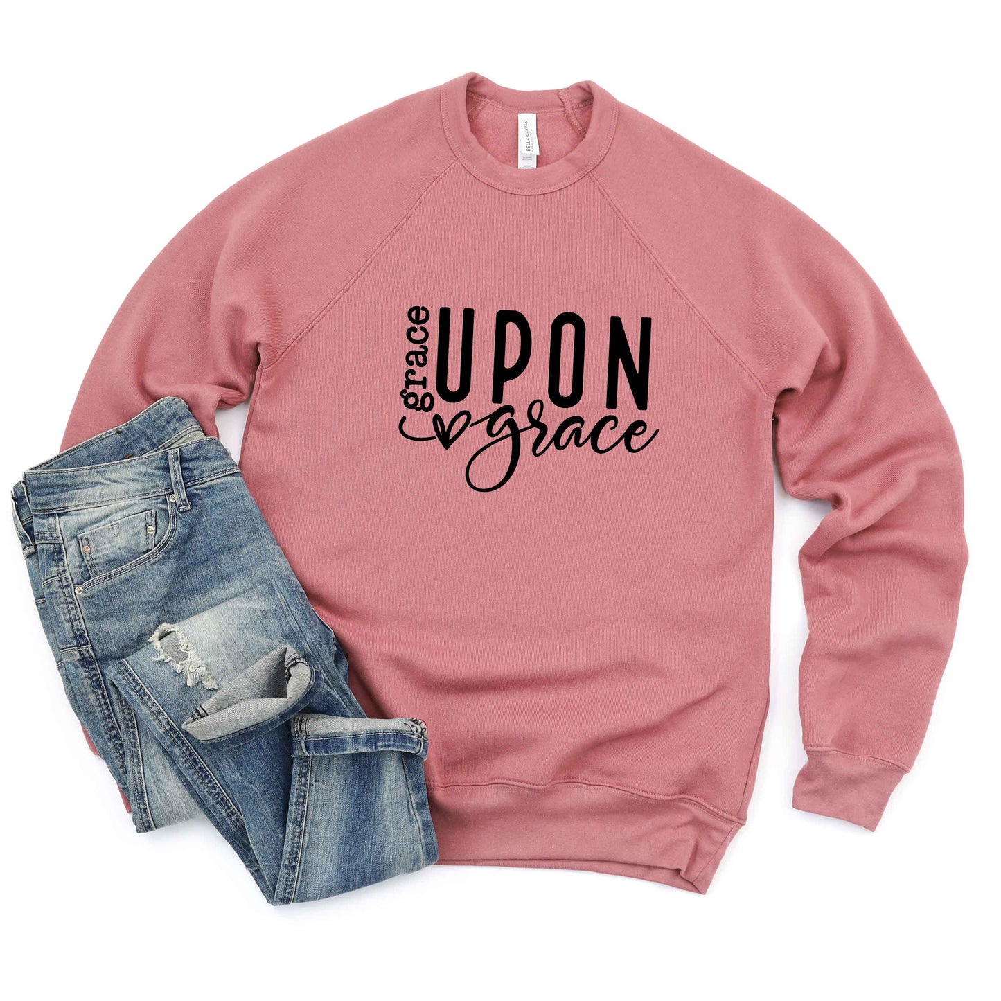 Grace Upon Grace Heart | Bella Canvas Premium Sweatshirt