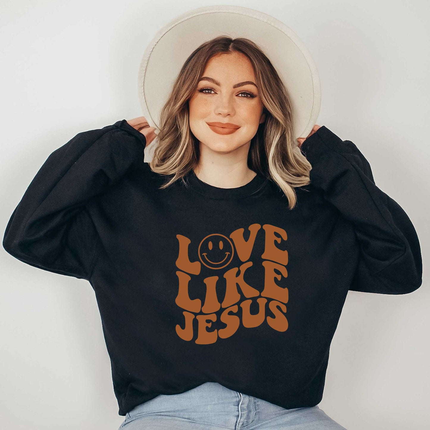 Love Like Jesus Smiley Face | Sweatshirt