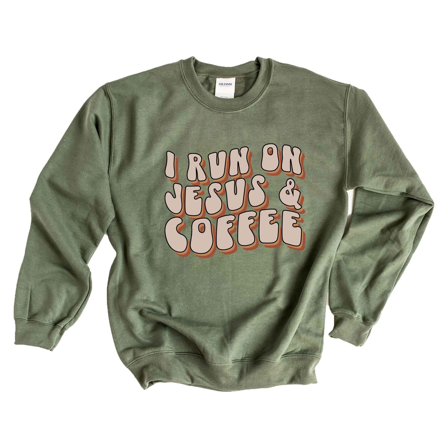 I Run On Coffee And Jesus Retro | Sweatshirt