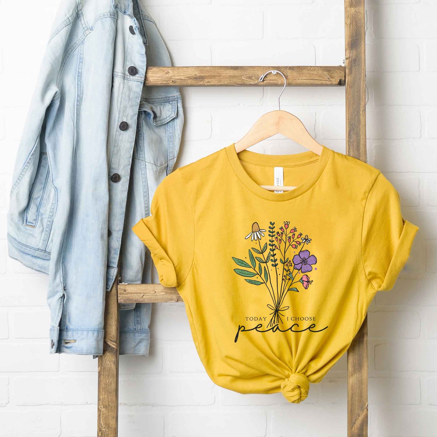 Today I Choose Peace Flowers | Short Sleeve Crew Neck