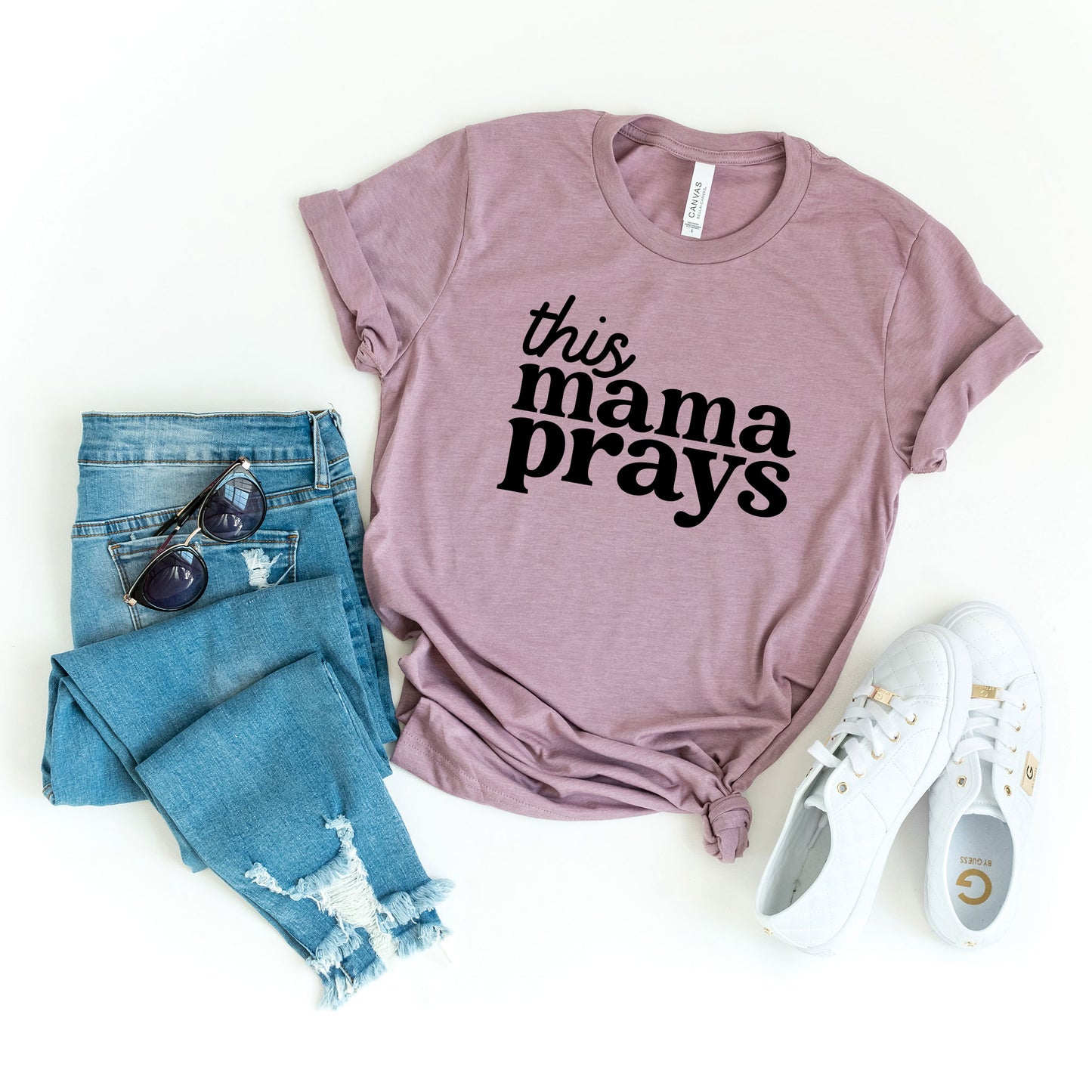 This Mama Prays | Short Sleeve Crew Neck