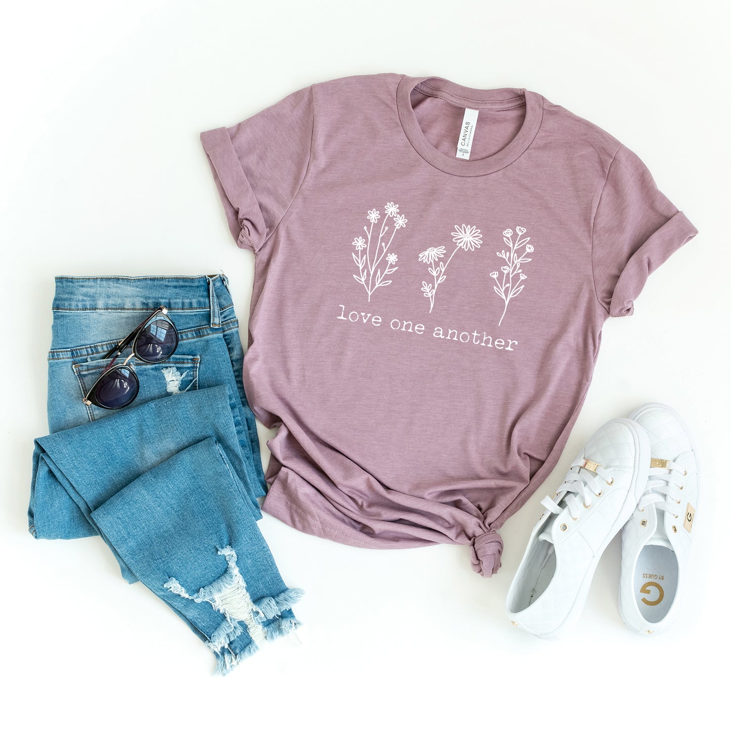 Love One Another Flowers | Short Sleeve Crew Neck