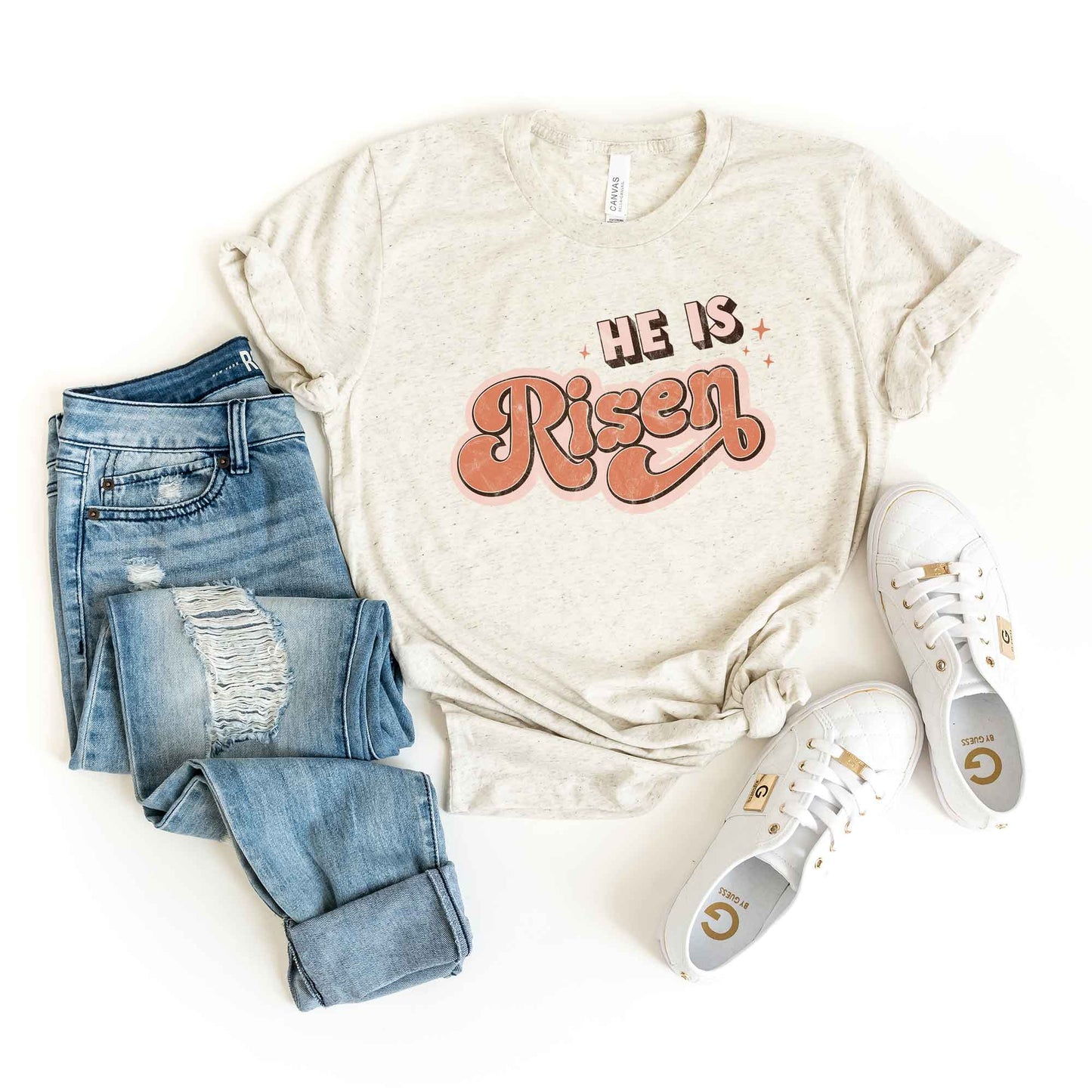 Retro He Is Risen | Short Sleeve Crew Neck