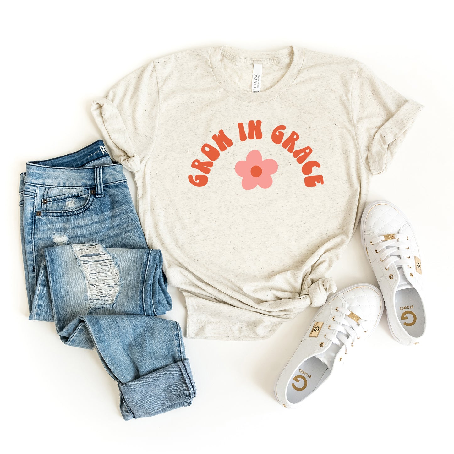 Mini Grow In Grace Flower Colorful | Short Sleeve Crew Neck