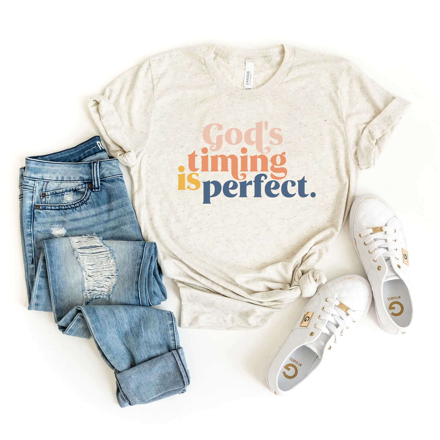 God's Timing Is Perfect Colorful | Short Sleeve Crew Neck