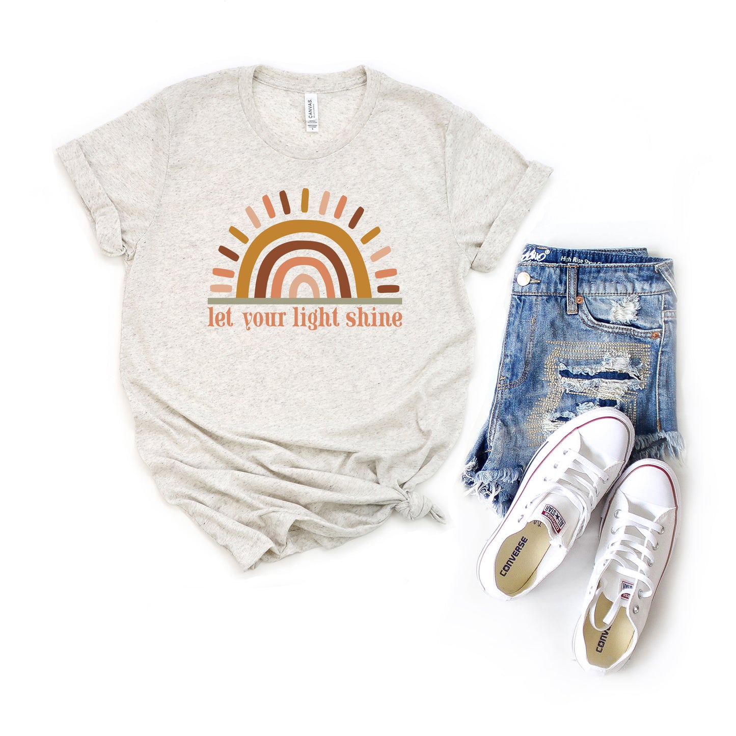 Let Your Light Shine Colorful Sun | Short Sleeve Crew Neck