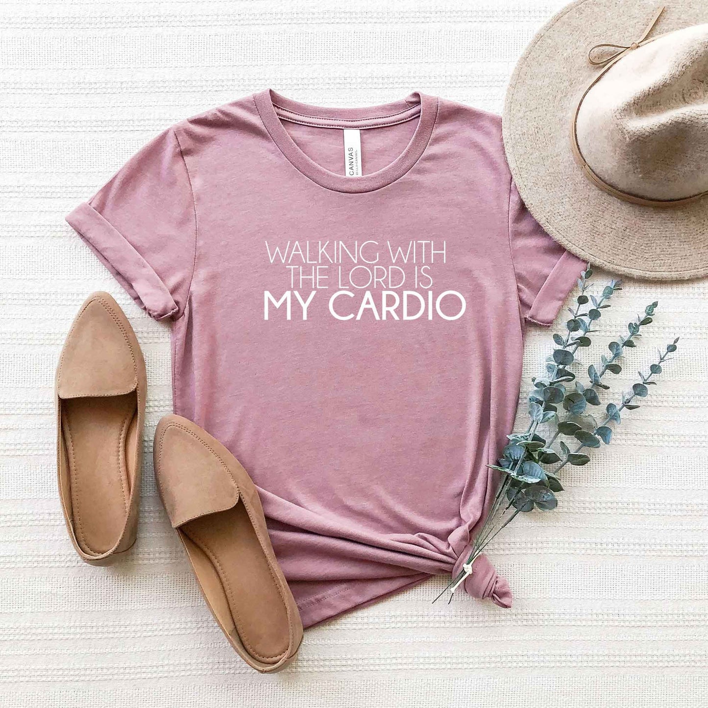 Walking With The Lord Is My Cardio | Short Sleeve Crew Neck