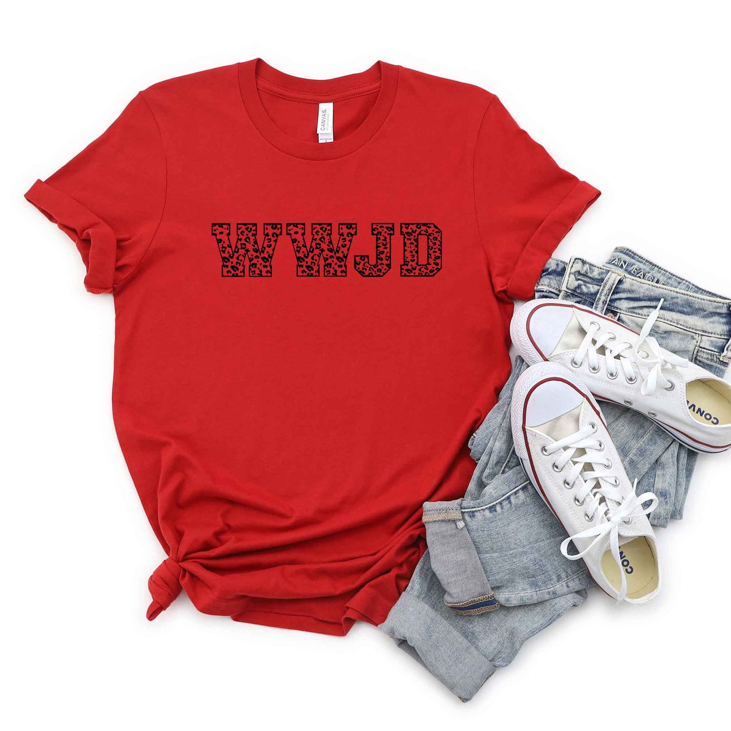 WWJD Leopard | Short Sleeve Crew Neck