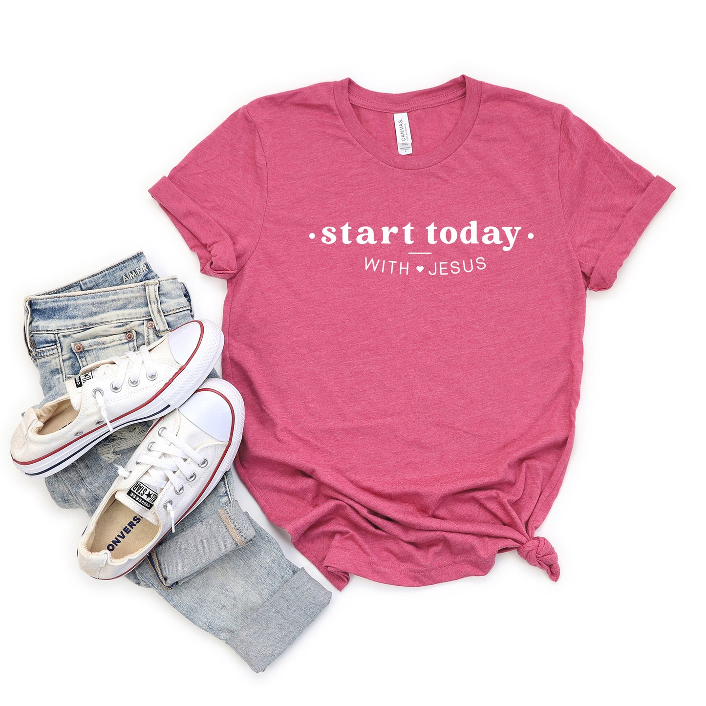 Start Today With Jesus Heart | Short Sleeve Crew Neck