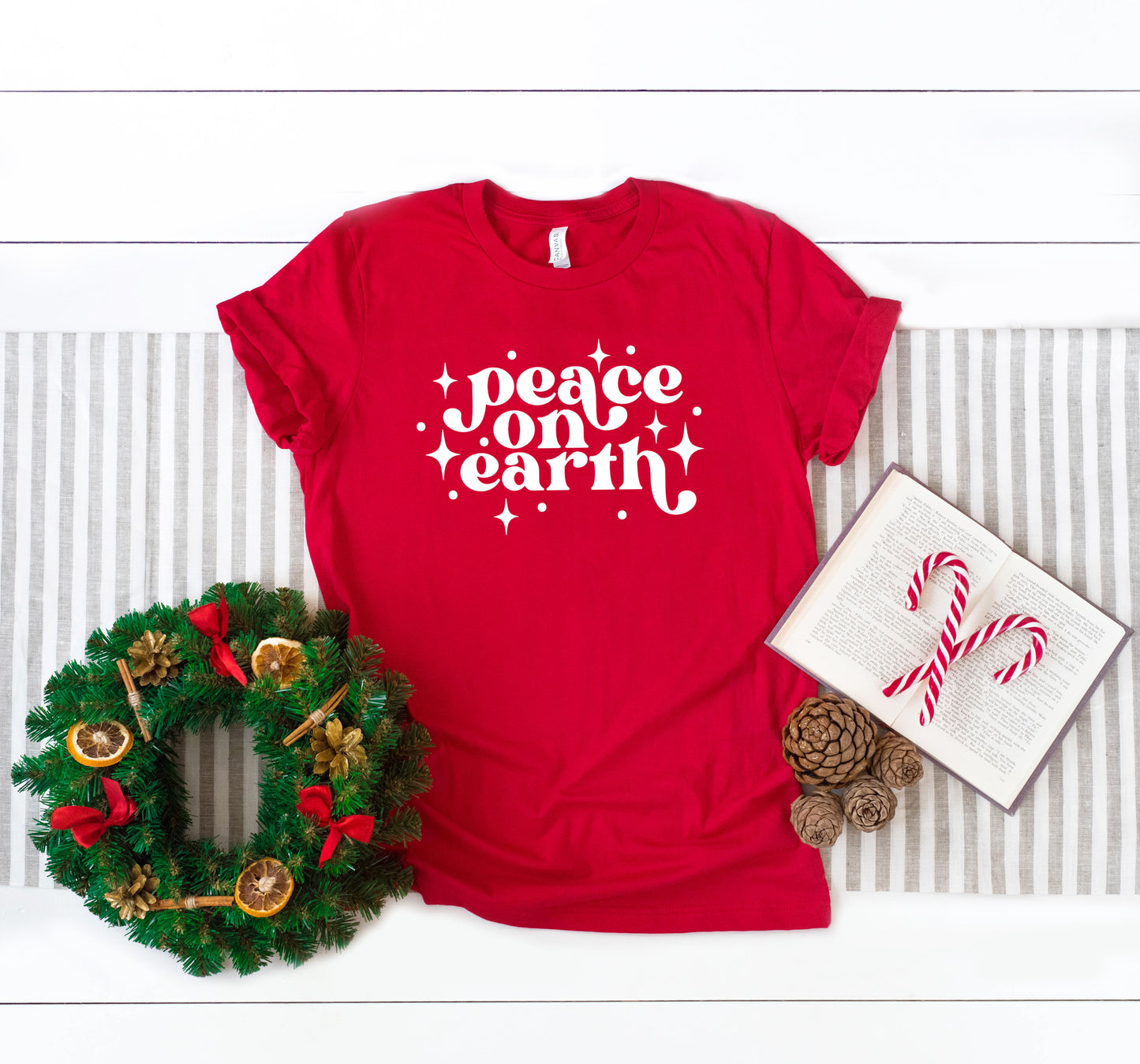 Whimsical Peace On Earth | Short Sleeve Crew Neck