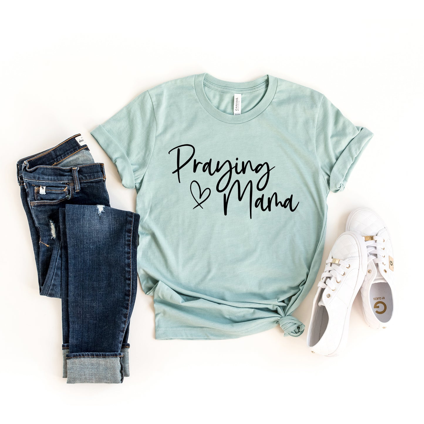 Praying Mama Heart | Short Sleeve Crew Neck