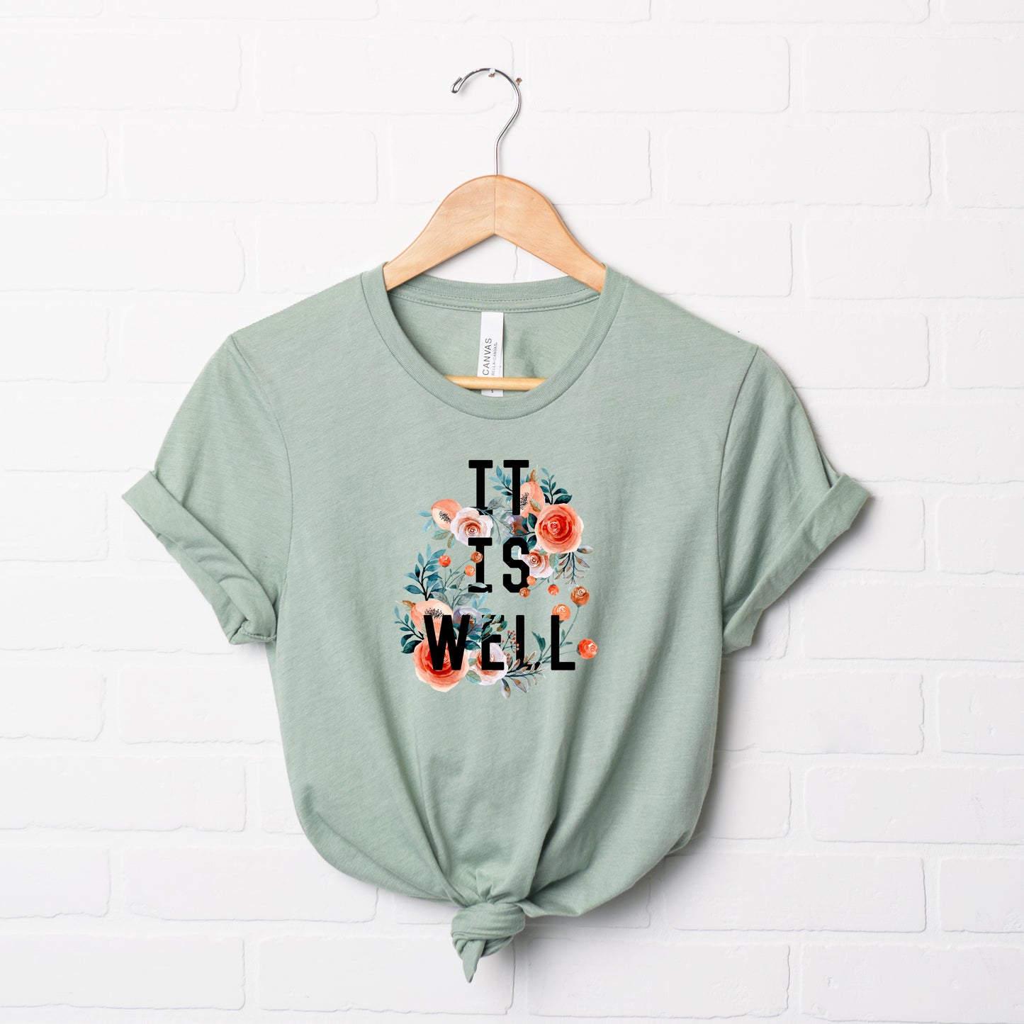 It Is Well Floral | Short Sleeve Crew Neck