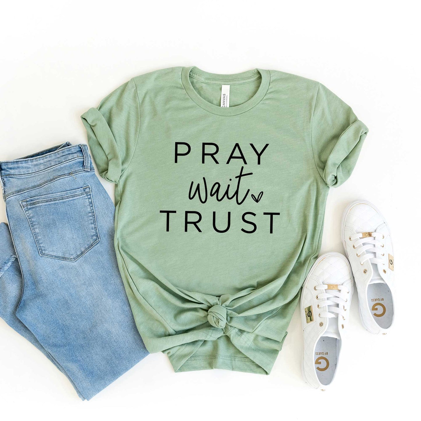 Pray Wait Trust Heart | Short Sleeve Crew Neck
