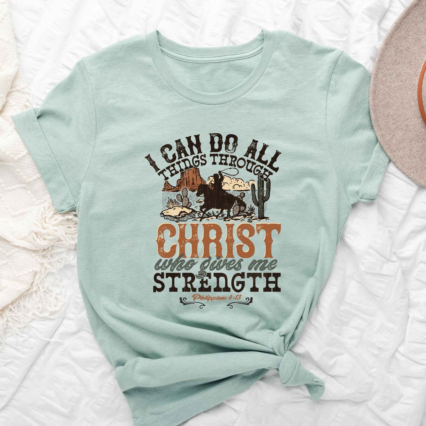 I Can Do All Things Through Christ Cowboy | Short Sleeve Crew Neck