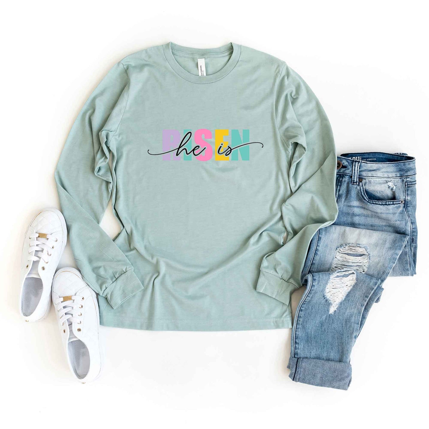 He Is Risen Colorful | Long Sleeve Crew Neck