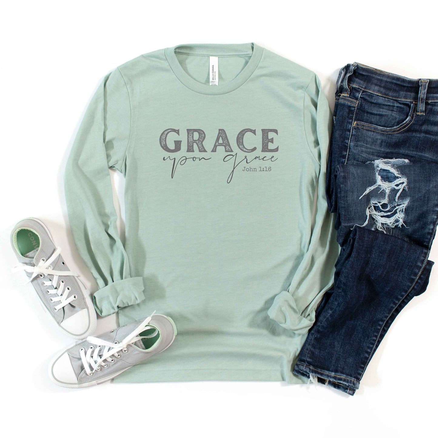Grace Upon Grace Cursive | Long Sleeve Crew Neck
