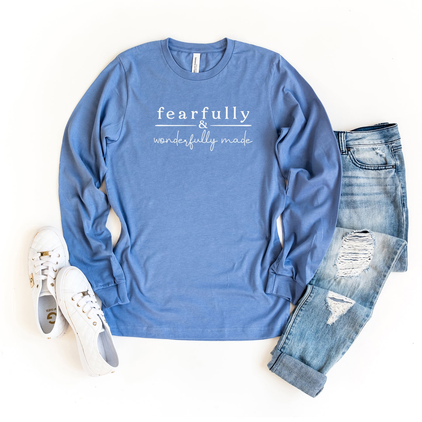 Fearfully And Wonderfully Made Stripe | Long Sleeve Crew Neck