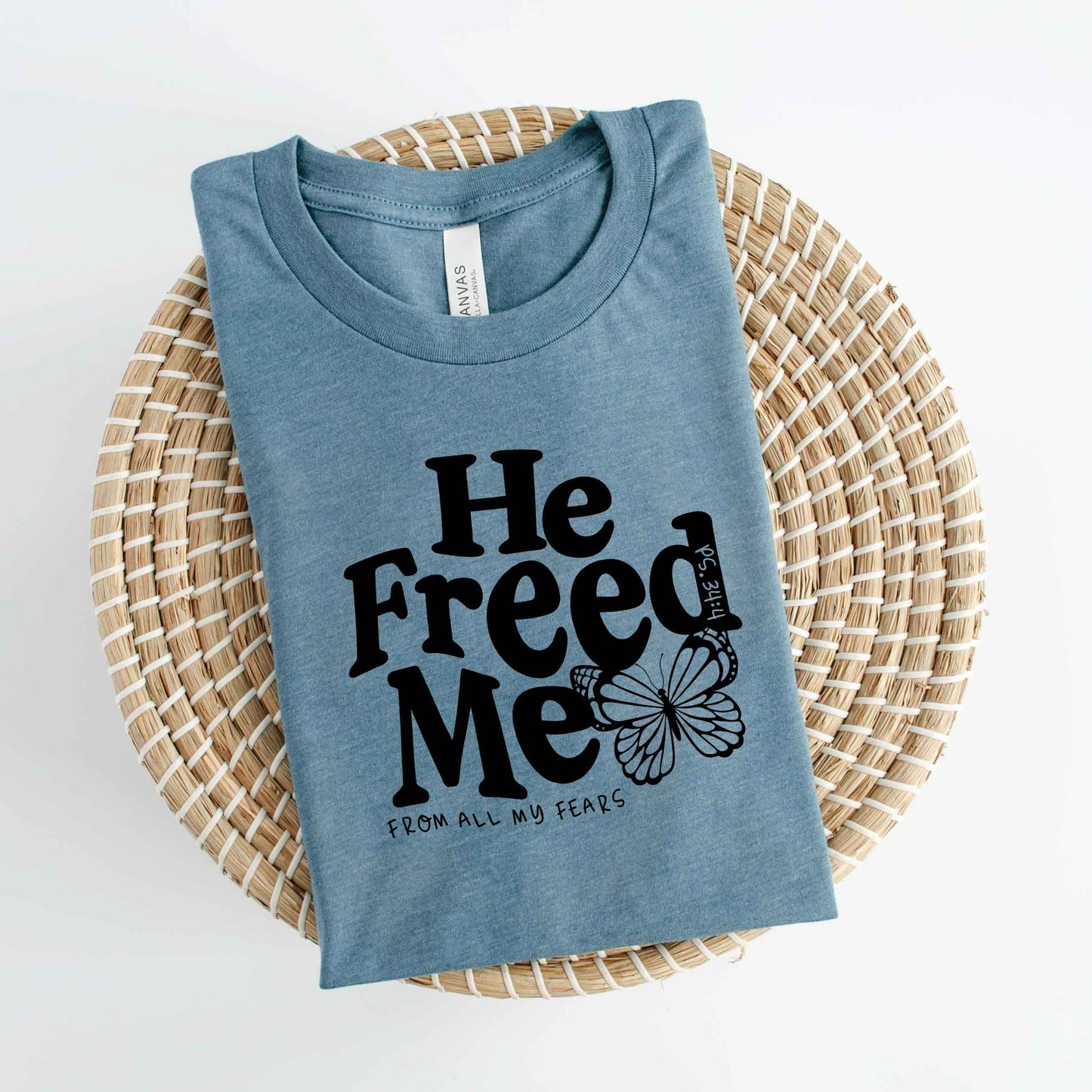 He Freed Me Butterfly | Short Sleeve Crew Neck