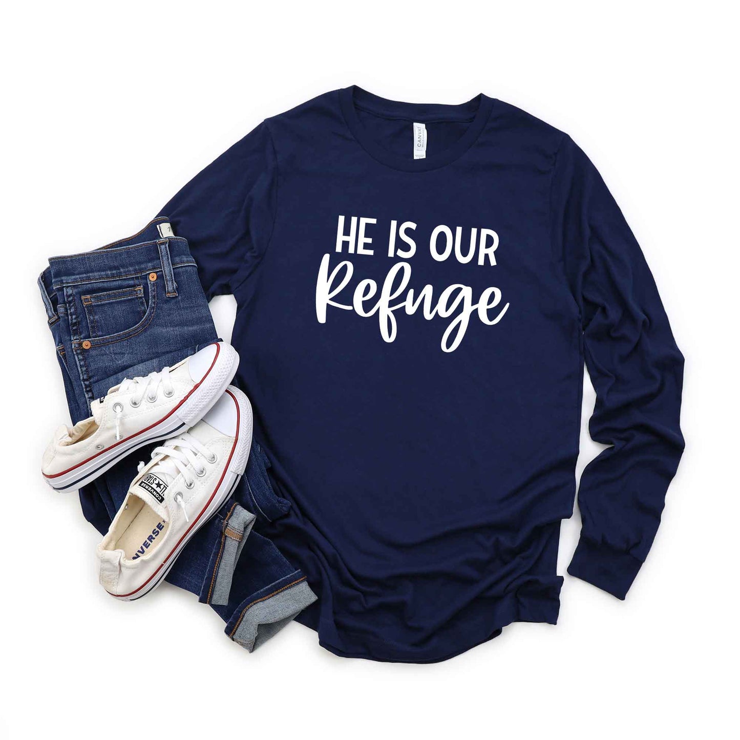 He Is Our Refuge | Long Sleeve Crew Neck
