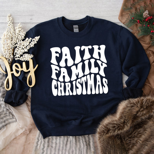 Faith Family Christmas Wavy | Sweatshirt