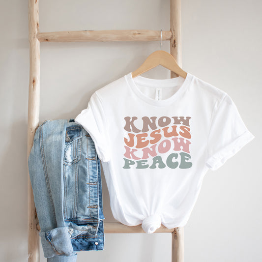 Know Jesus Know Peace Wavy | Short Sleeve Crew Neck