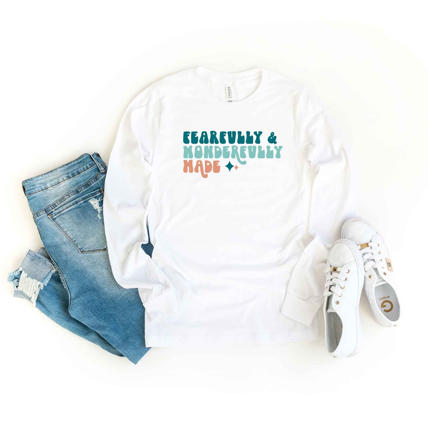 Fearfully And Wonderfully Made Colorful | Long Sleeve Crew Neck