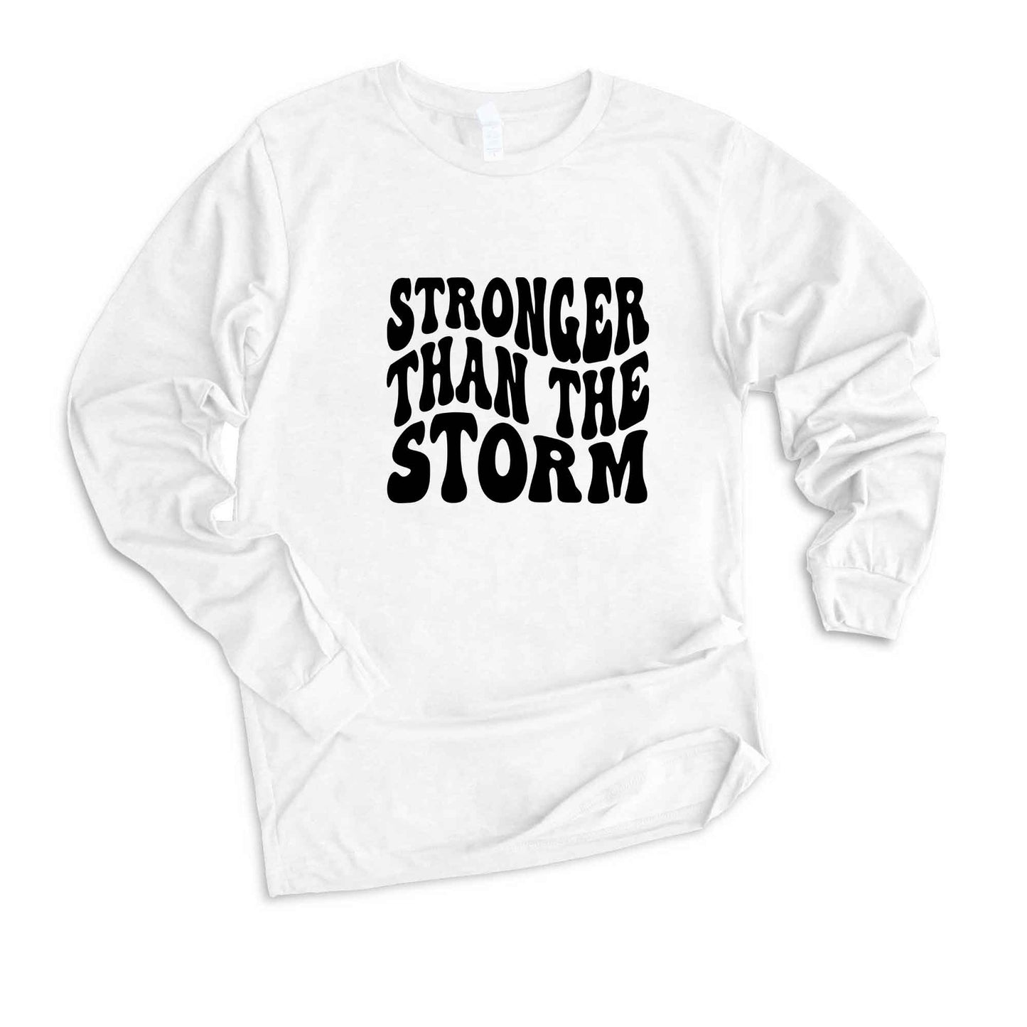 Retro Stronger Than The Storm Wavy | Long Sleeve Crew Neck