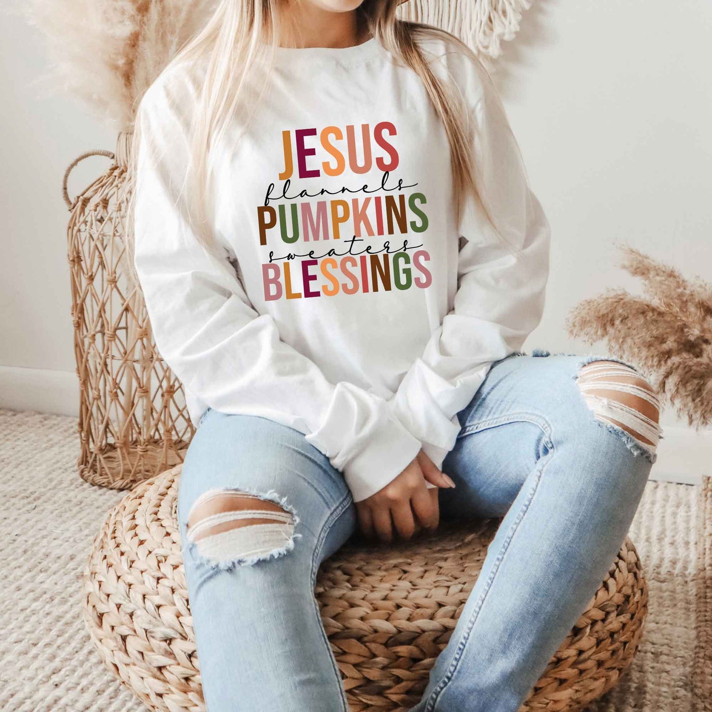 Jesus Pumpkins Blessings | Long Sleeve Crew Neck
