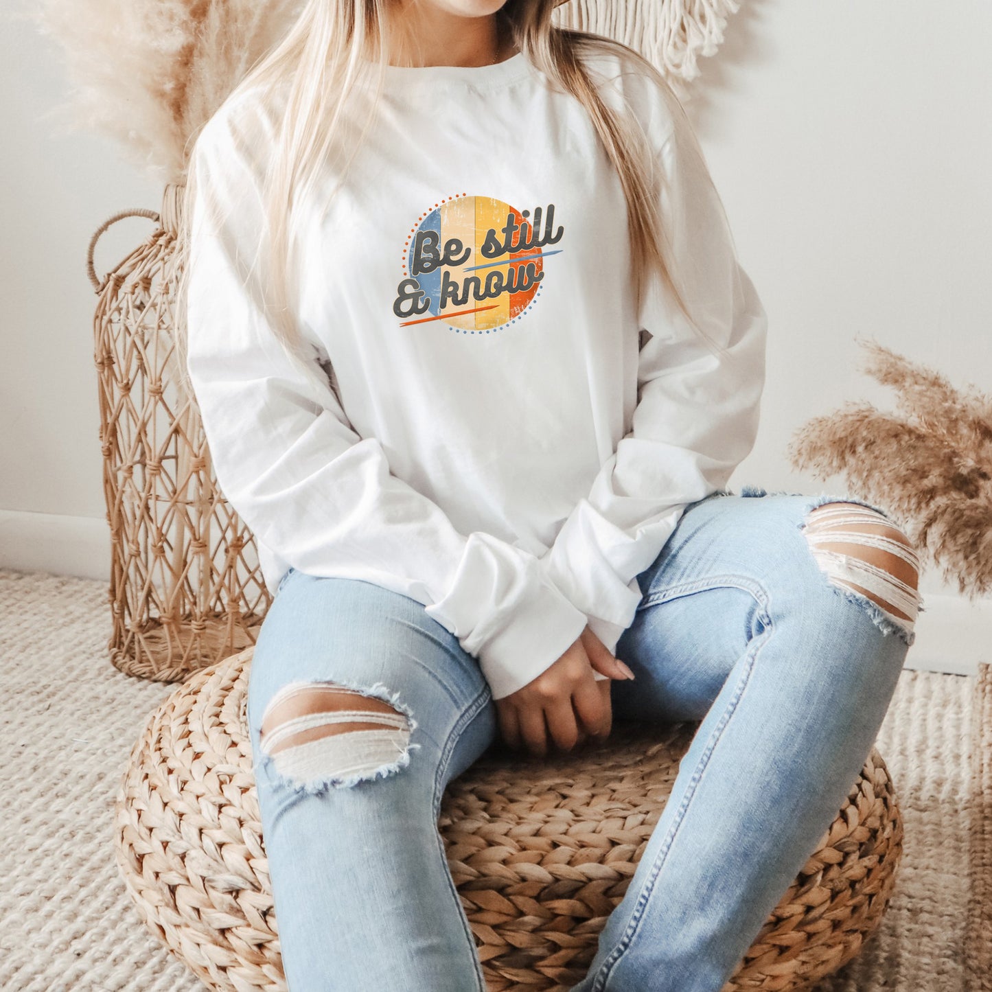 Retro Be Still And Know | Long Sleeve Crew Neck