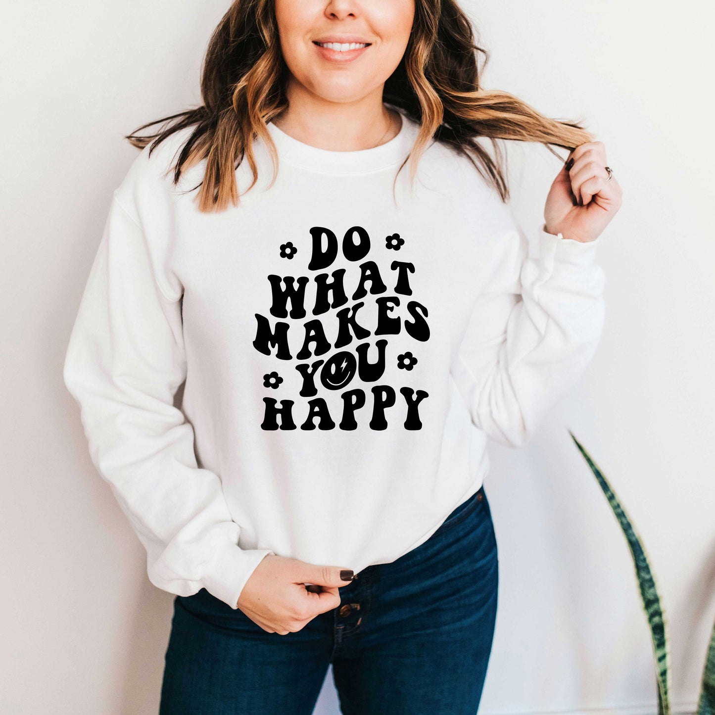 Makes You Happy Smiley Face | Sweatshirt