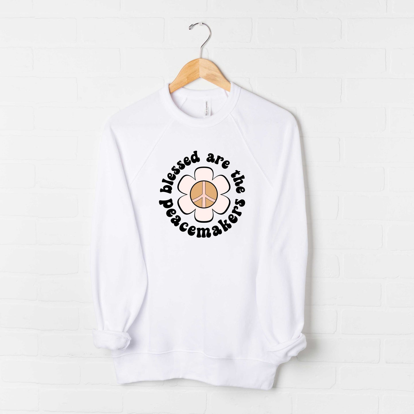 Blessed Are The Peacemakers Flowers | Bella Canvas Premium Sweatshirt
