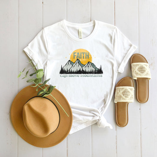 Retro Faith Can Move Mountains | Short Sleeve Crew Neck