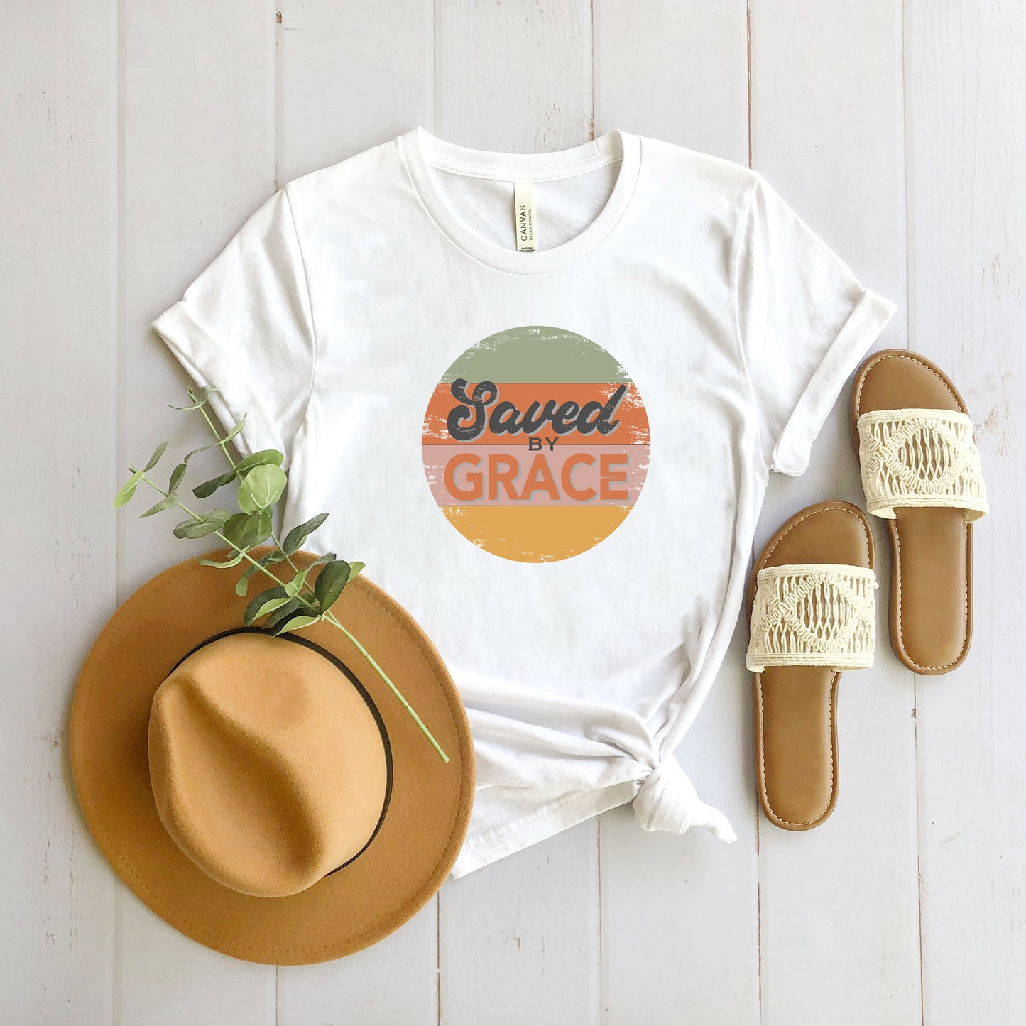 Retro Saved By Grace | Short Sleeve Crew Neck