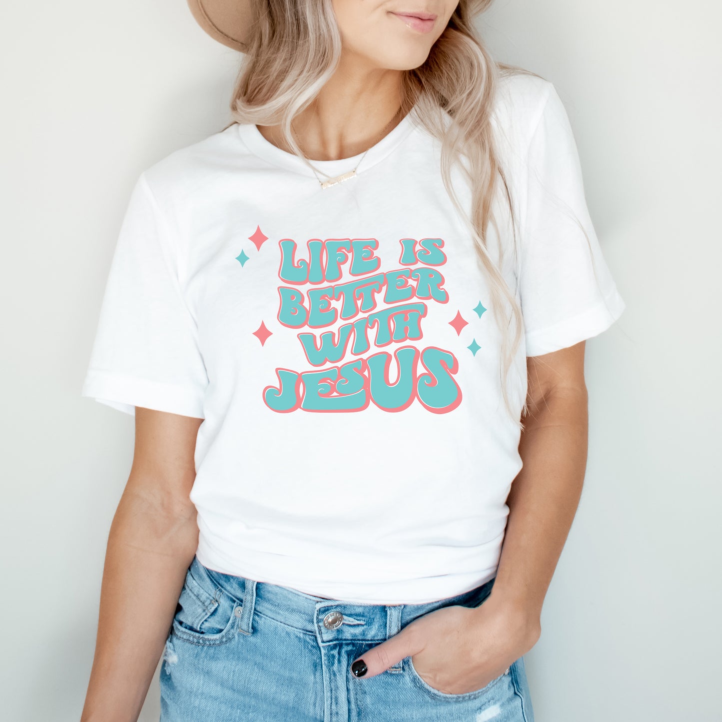 Life Is Better With Jesus Retro | Short Sleeve Crew Neck