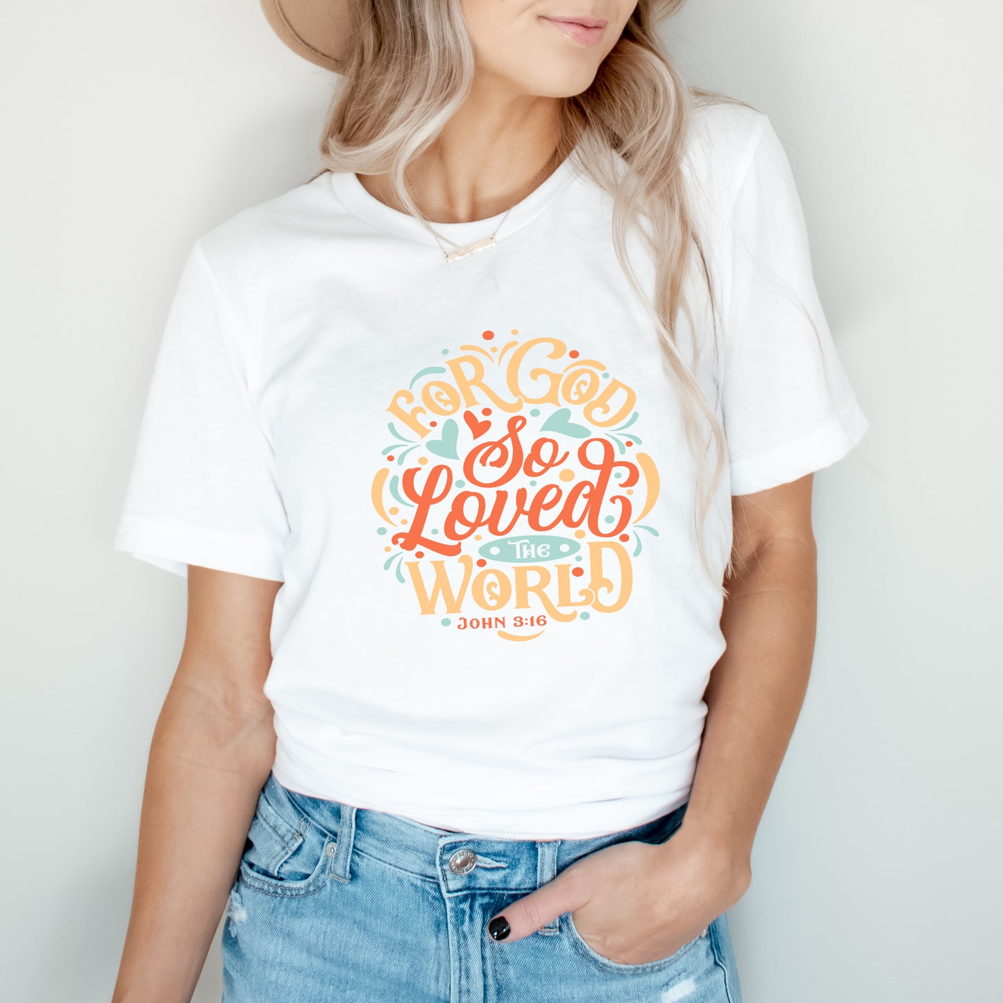 For God So Loved The World Colorful | Short Sleeve Crew Neck