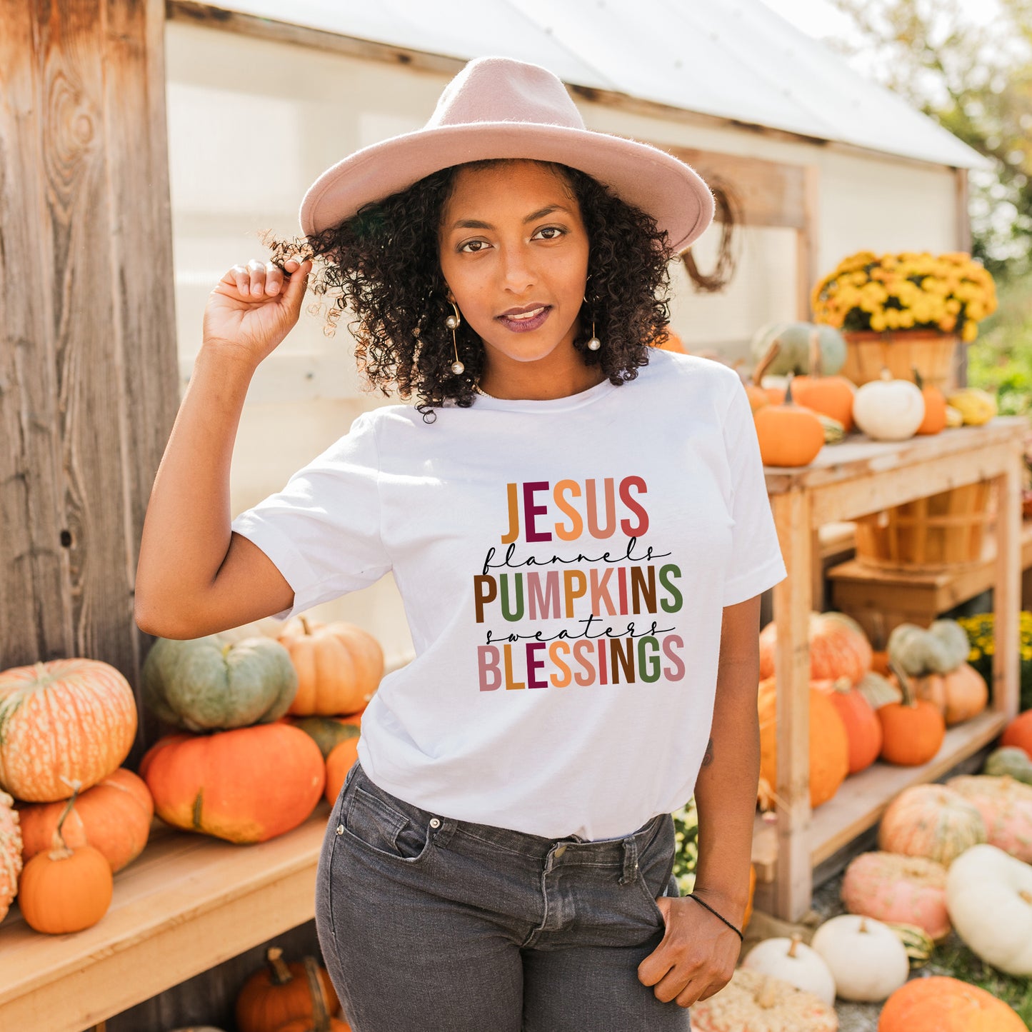 Jesus Pumpkins Blessings | Short Sleeve Crew Neck
