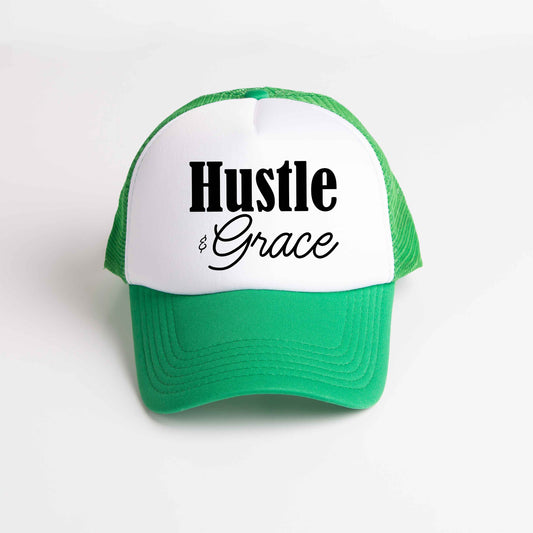 Hustle And Grace Cursive | Foam Trucker Hat