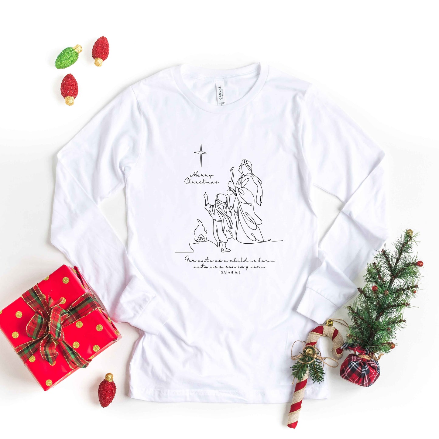 For Unto Us a Child Is Born Star | Long Sleeve Crew Neck